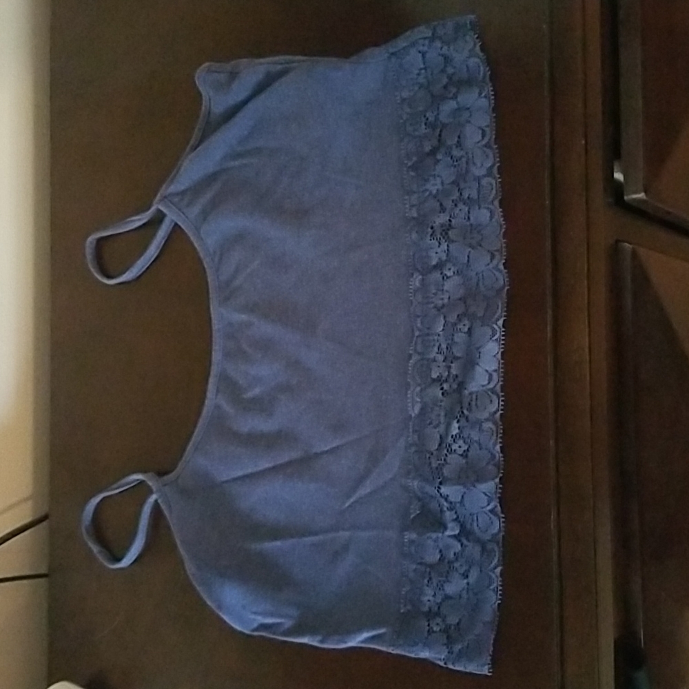 Blue lace crop top